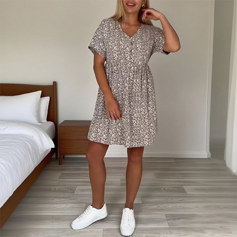 【S-3XL】🌸Vestido floral de manga corta-ES