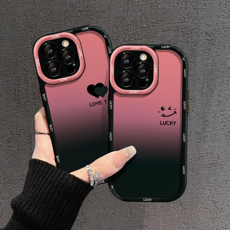 Matinis gradientinis „iPhone“ dėklas – MYLIU TAVE IR LAIMINGAS, šypsenėlių dizainas-LT