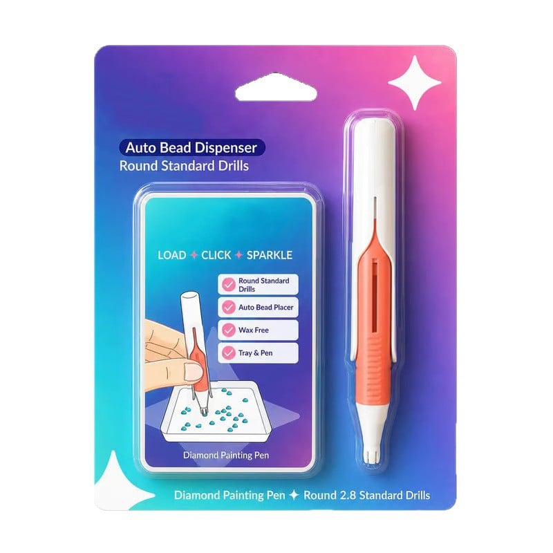 🔥Último día 49% de descuento 💎 Dispensador automático de cuentas para pintura de diamantes | Bolígrafo de perforación redondo sin cera para manualidades más rápidas y fáciles ✨-ES