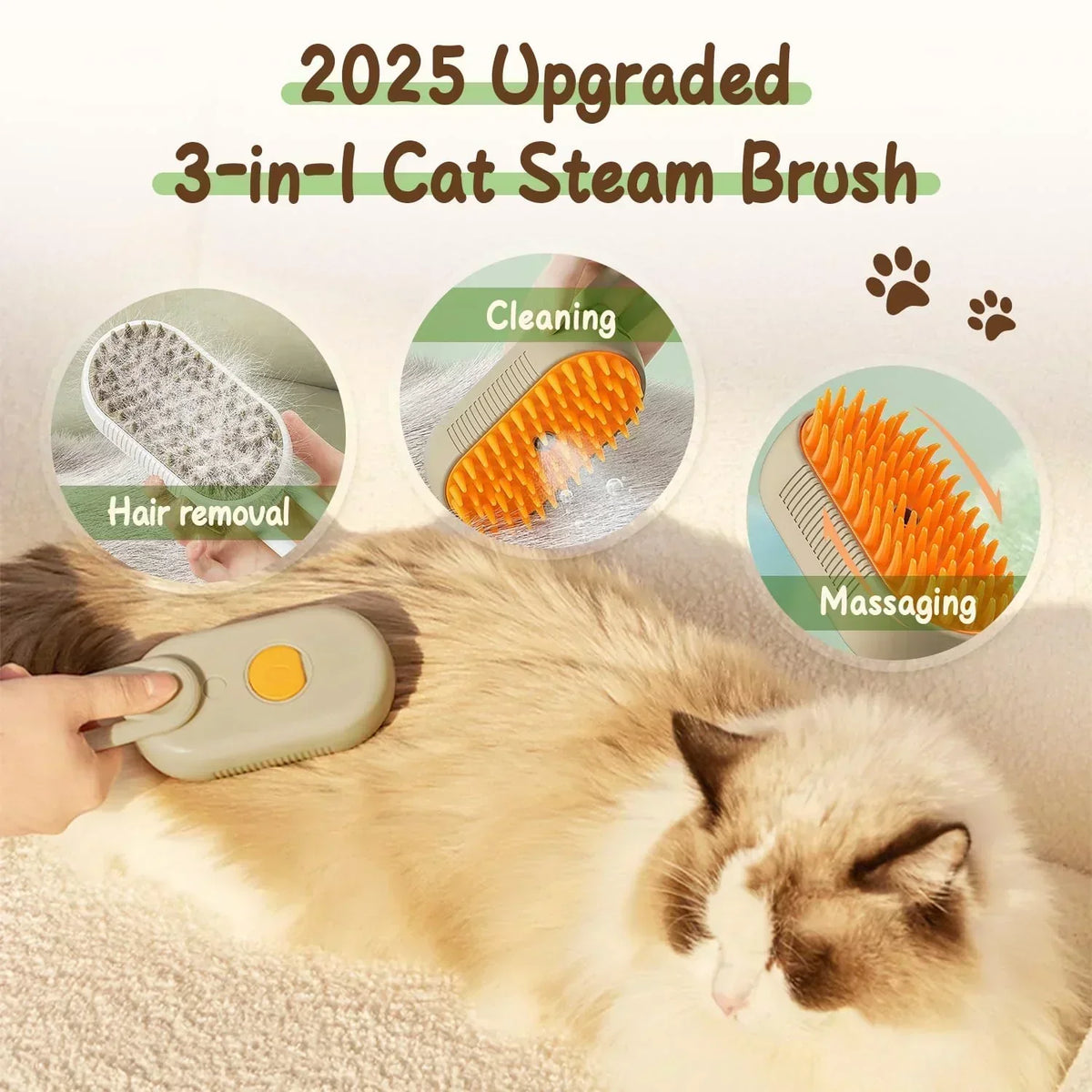 🐱🐶✨3 viename gariniai šepečiai augintiniams-LT