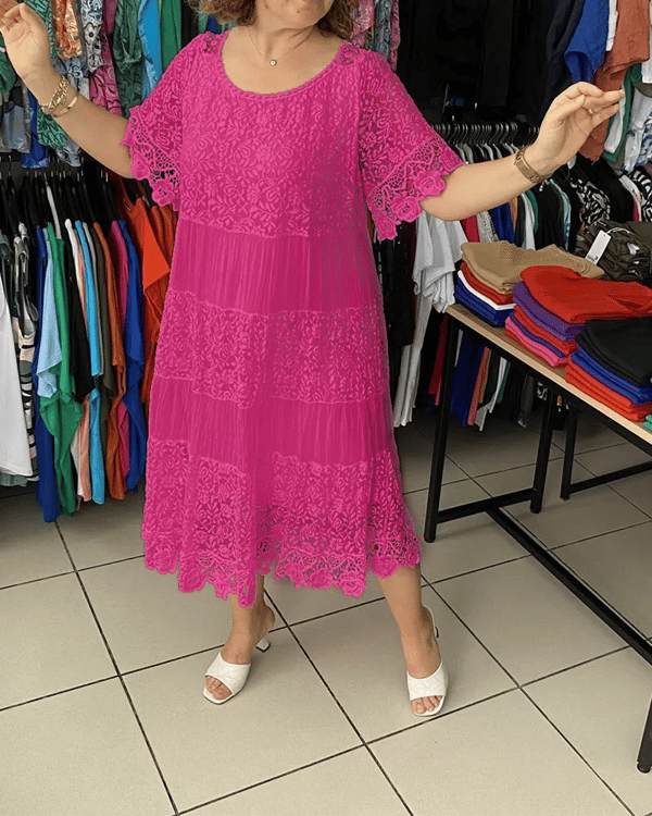 💝Vestido monocromático de corona y manga corta👗-ES