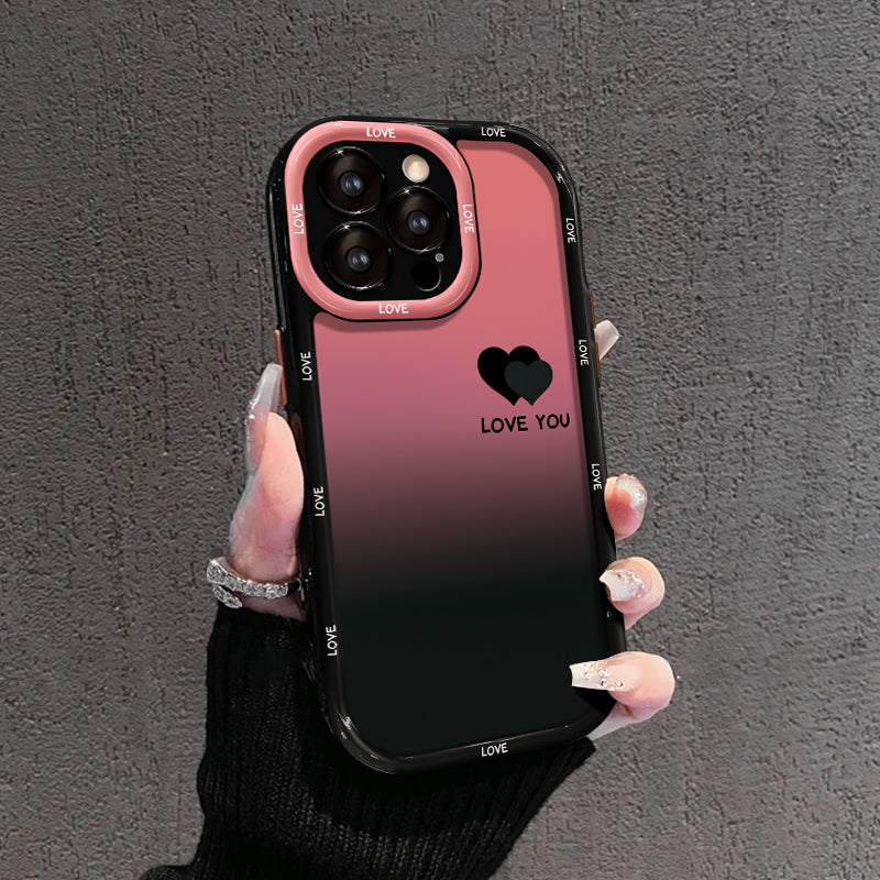 Matinis gradientinis „iPhone“ dėklas – MYLIU TAVE IR LAIMINGAS, šypsenėlių dizainas-LT