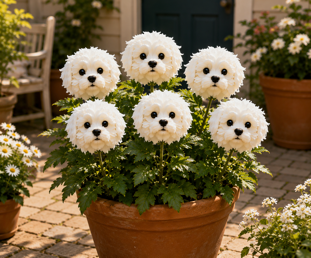 🐶 Bulbos de flores con forma de cara de perro mágico: una flor que parece pequeños cachorros asomándose desde tu jardín.-ES