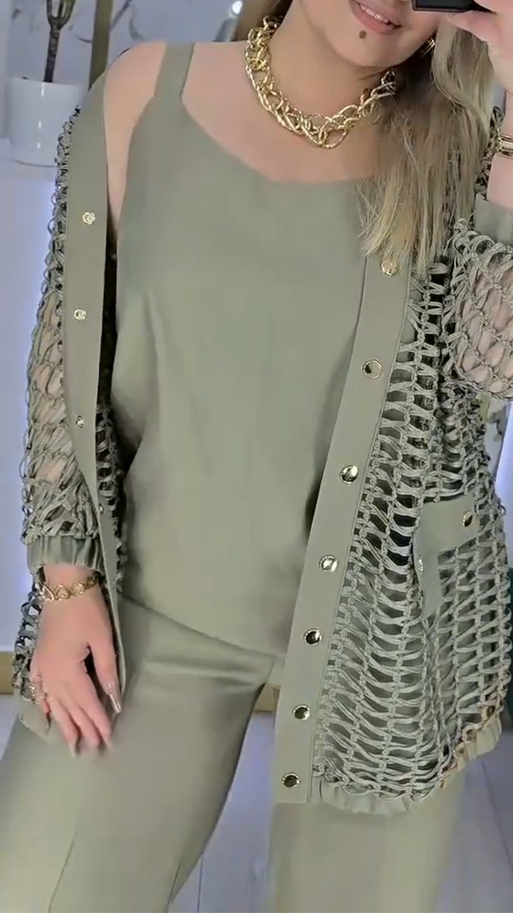 Traje de tres piezas hueco para mujer-ES