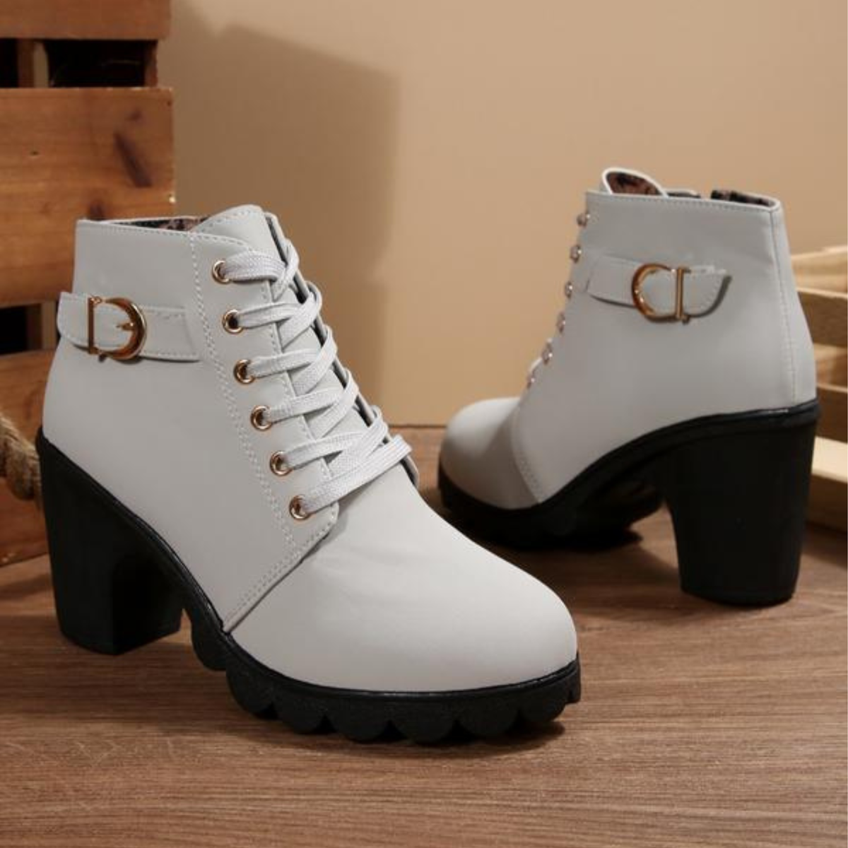 🔥Última promoción: 50% de descuento en botines de plataforma para mujer con hebilla metálica.-ES