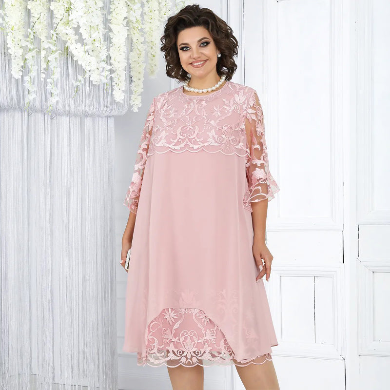 Vestido midi de encaje suelto para mujer-ES