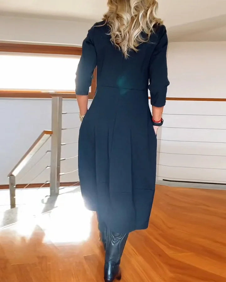 ✨Vestido de manga larga con escote redondo-ES