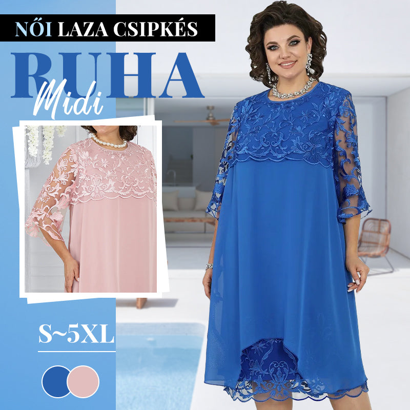 Vestido midi de encaje suelto para mujer-ES