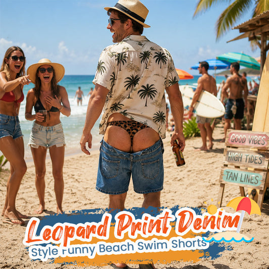 Bañador corto vaquero con estampado de leopardo | Nuevo bañador Illusion Beach-ES