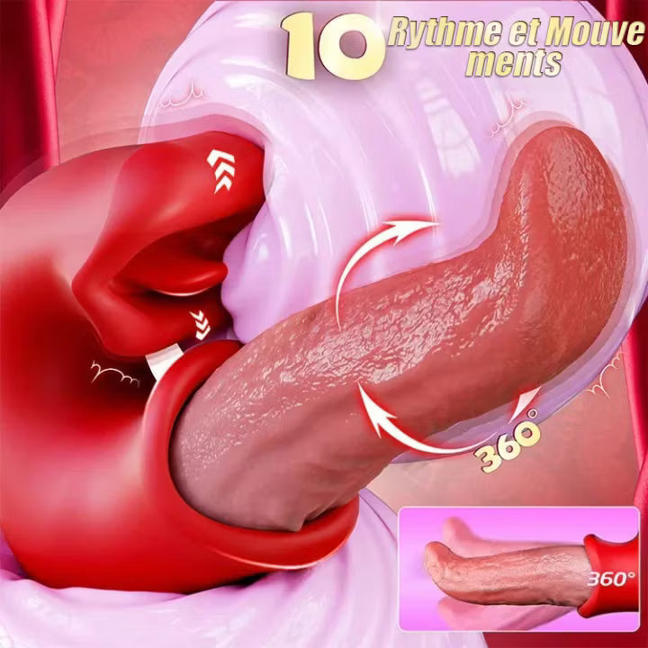 Arabella - vibračné dildo 3 v 1 so stimuláciou G-bodu, klitorisu a jazyka, vodeodolné.-SK