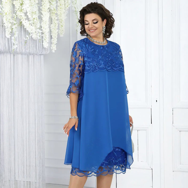 Vestido midi de encaje suelto para mujer-ES