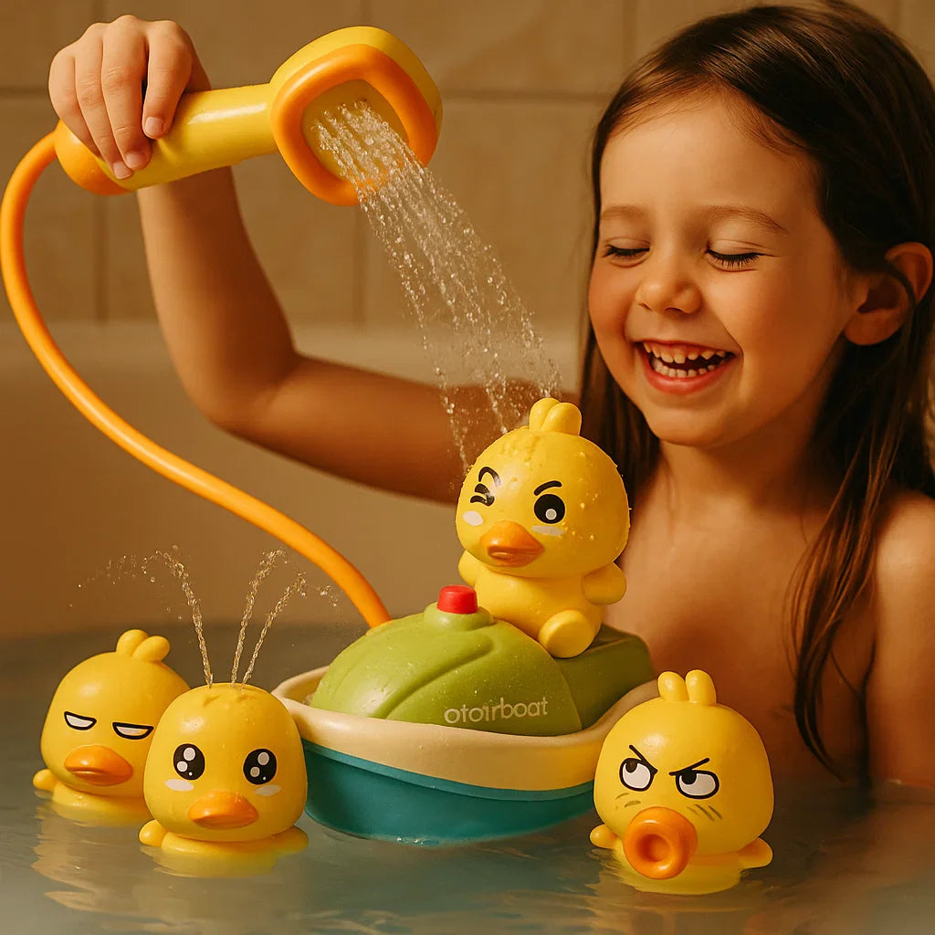 🦆 Elektrinis vandens žaislas su ančių valtimi – taškantis vanduo ir interaktyvios pramogos! 💦-LT