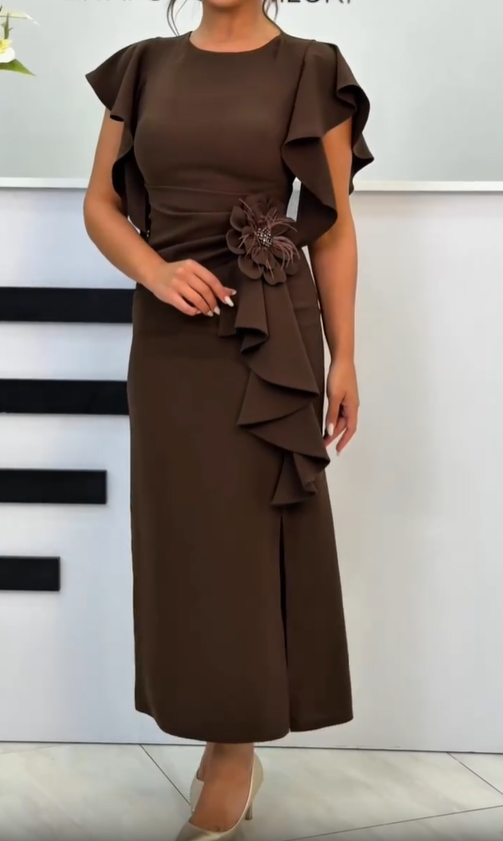Modna ženska obleka s cvetličnim vzorcem-SI