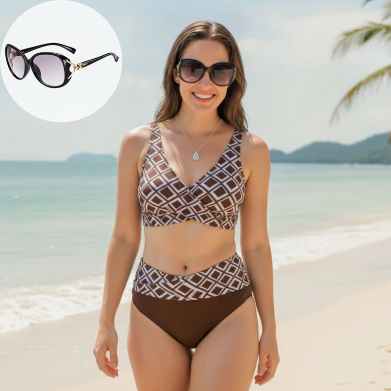 👙🌊Dwuczęściowy damski komplet bikini z wysokim stanem-EE
