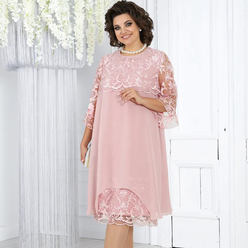 Vestido midi de encaje suelto para mujer-ES