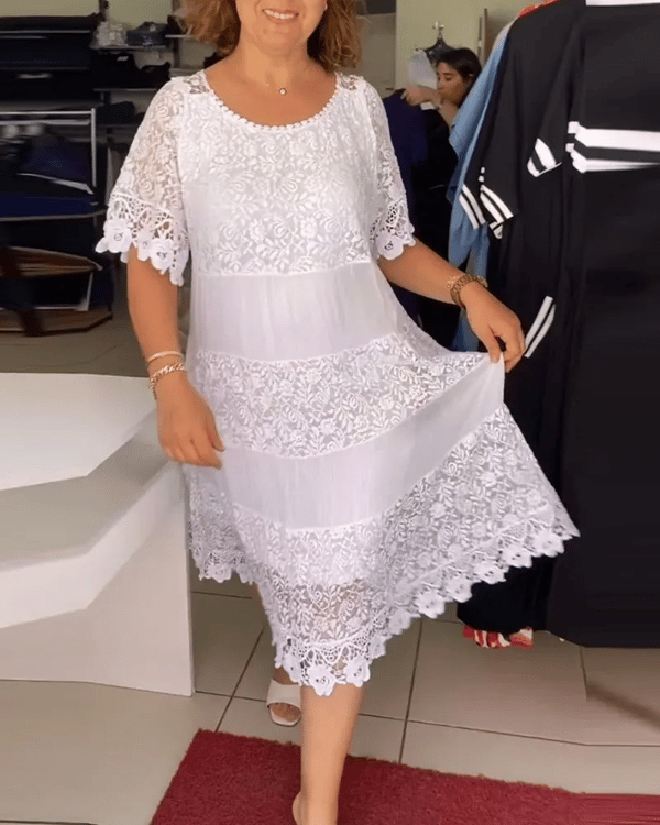 💝Vestido monocromático de corona y manga corta👗-ES