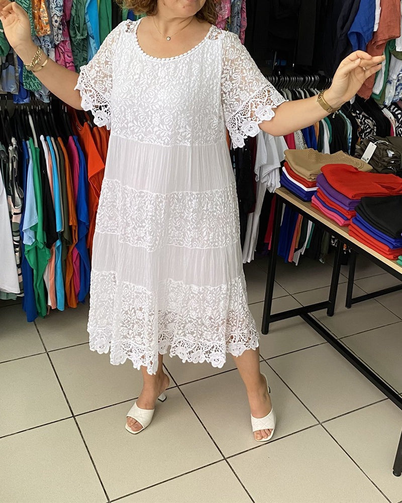 💝Vestido monocromático de corona y manga corta👗-ES