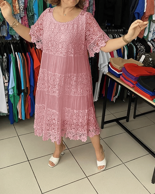 💝Vestido monocromático de corona y manga corta👗-ES