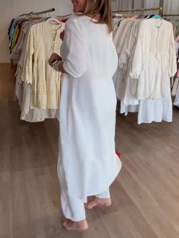 Traje de lino de mujer en monocromático-ES