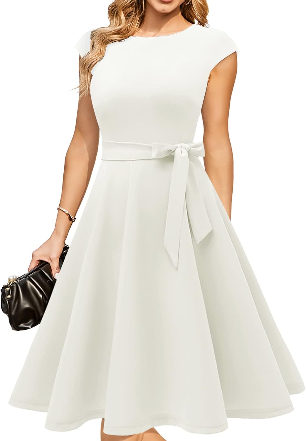 Vestidos de cóctel DRESSTELLS para mujer, vestidos de novia formales, vestidos de fiesta modestos para recepción en la iglesia en 2025-ES