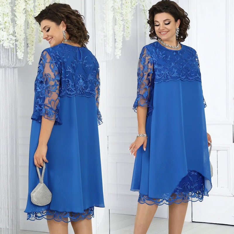 Vestido midi de encaje suelto para mujer-ES