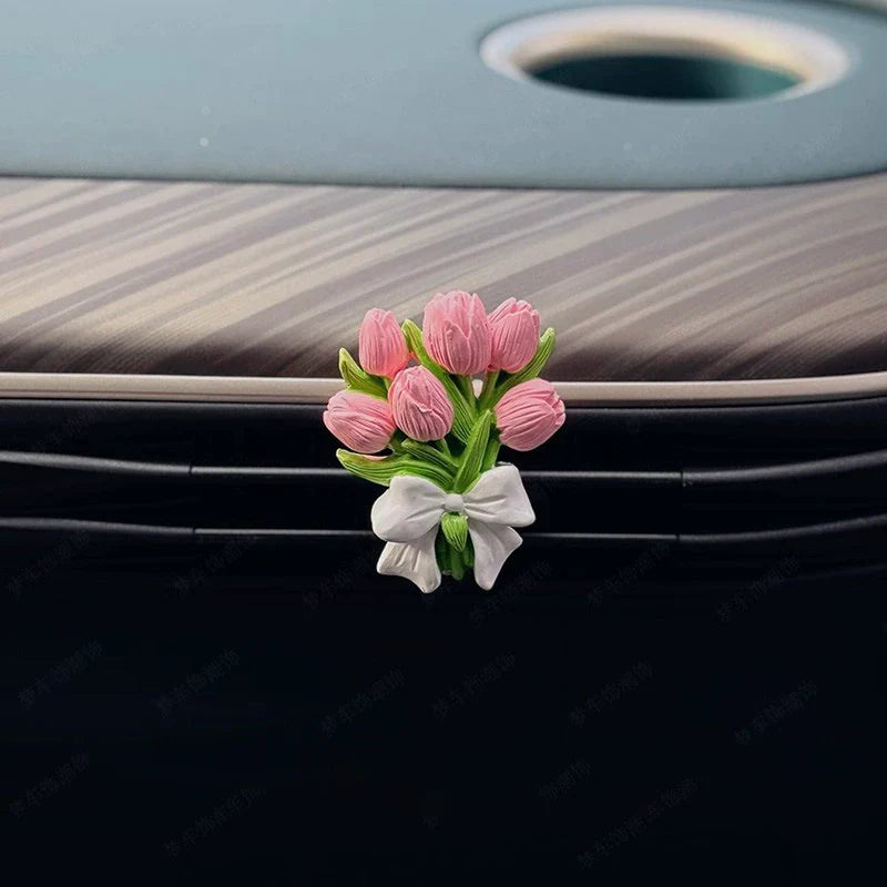 Gėlių klasterio automobilio oro ventiliacijos difuzorius su akmeniu-LT