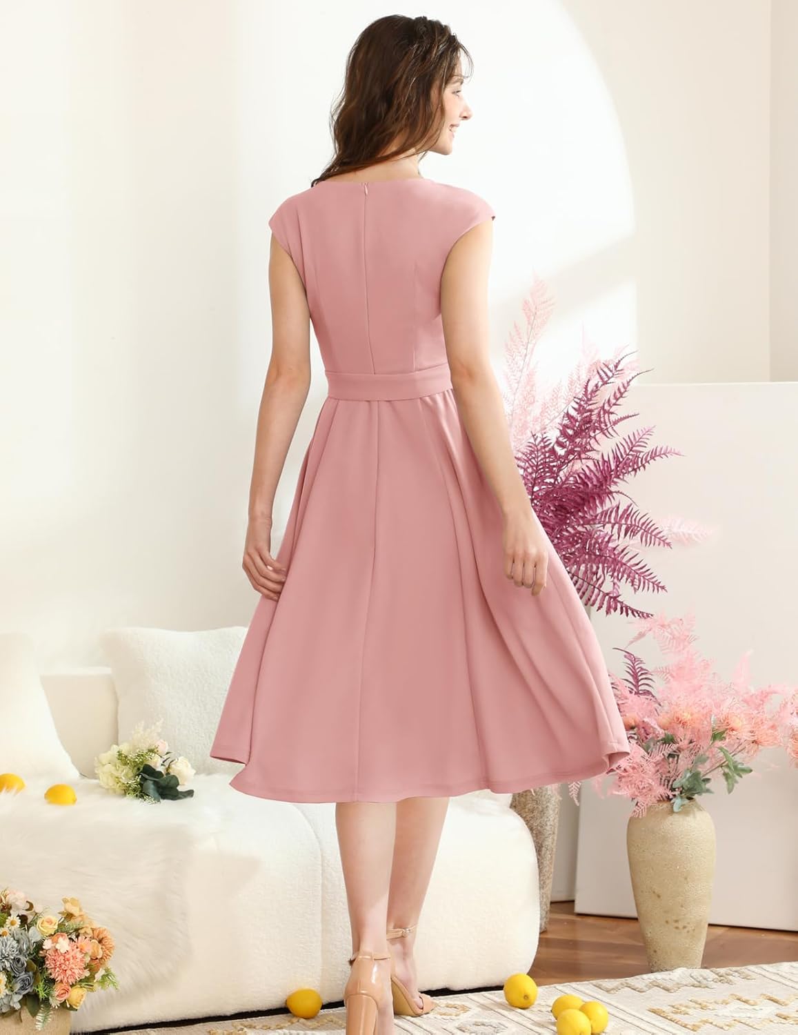 Vestidos de cóctel DRESSTELLS para mujer, vestidos de novia formales, vestidos de fiesta modestos para recepción en la iglesia en 2025-ES