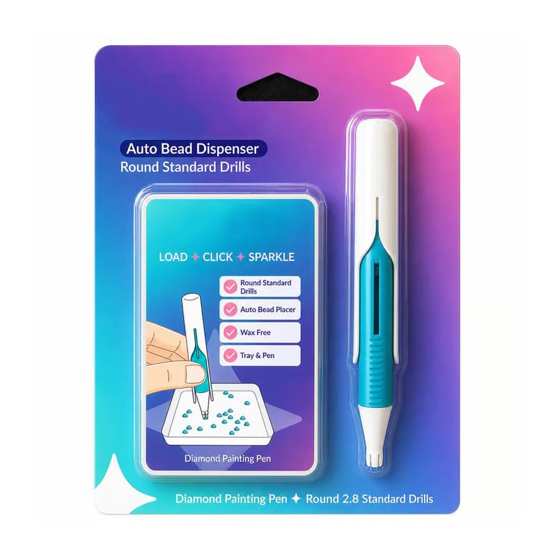 🔥Último día 49% de descuento 💎 Dispensador automático de cuentas para pintura de diamantes | Bolígrafo de perforación redondo sin cera para manualidades más rápidas y fáciles ✨-ES