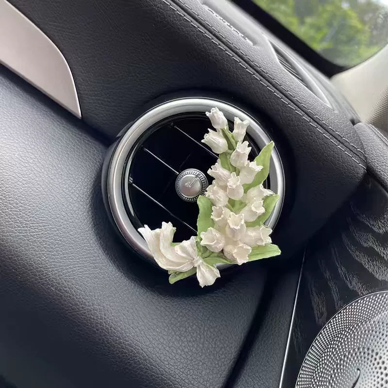 Gėlių klasterio automobilio oro ventiliacijos difuzorius su akmeniu-LT