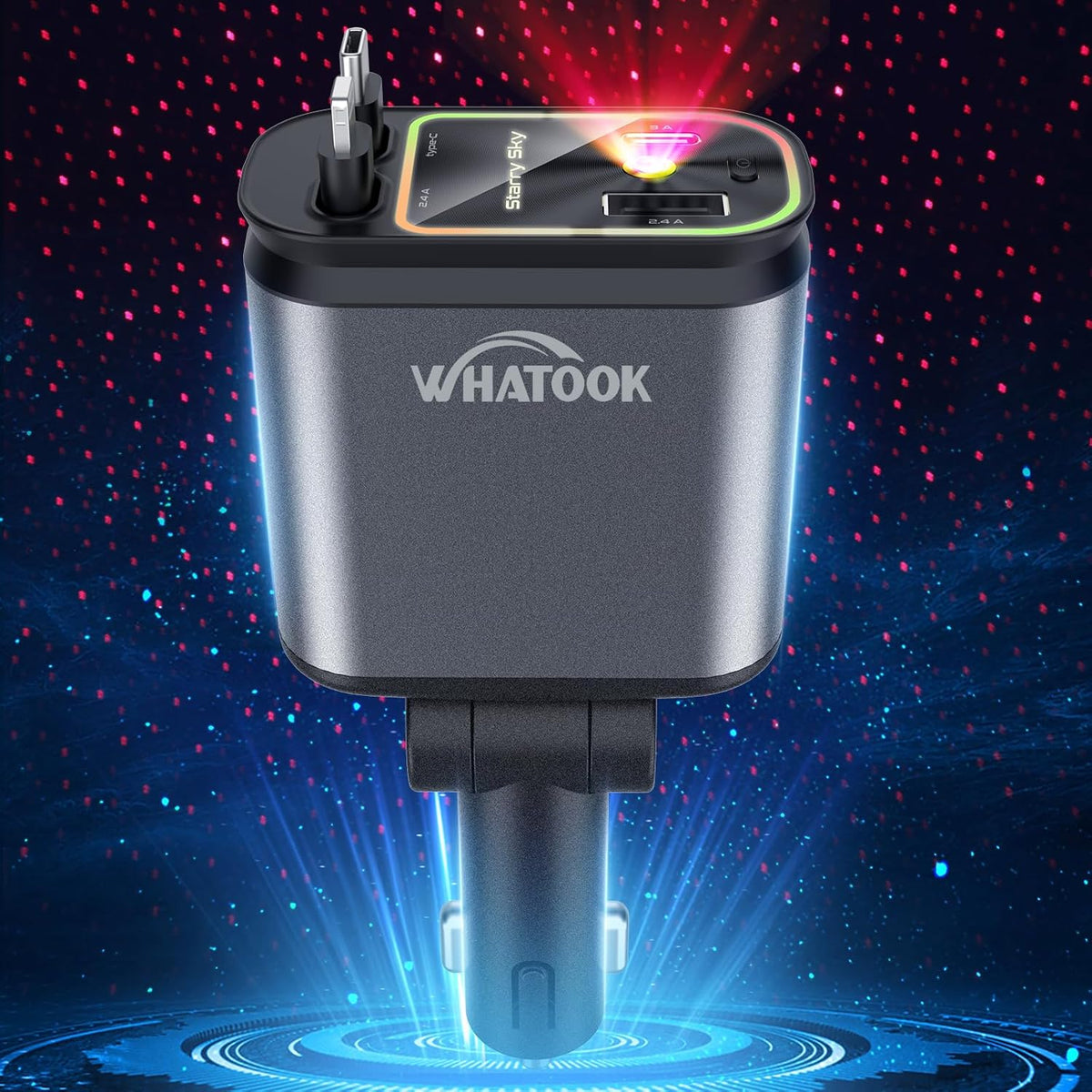 Nuevo modelo 2025 con cargador rápido retráctil Starlight 4 en 1 para coche-ES
