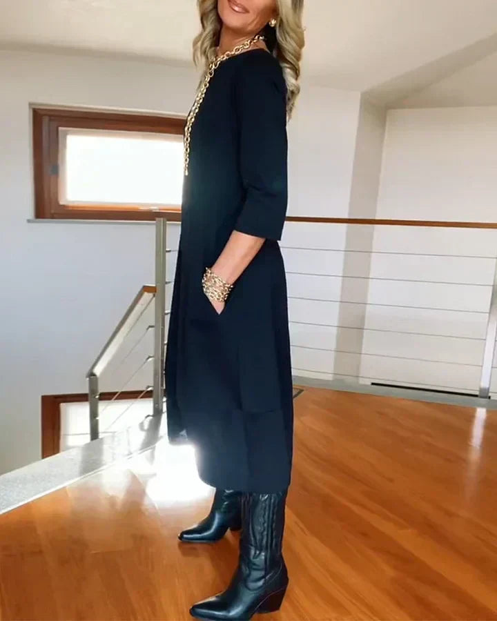 ✨Vestido de manga larga con escote redondo-ES