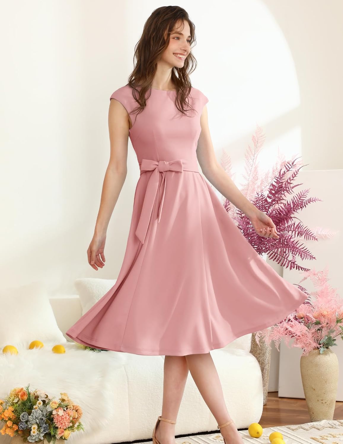 Vestidos de cóctel DRESSTELLS para mujer, vestidos de novia formales, vestidos de fiesta modestos para recepción en la iglesia en 2025-ES