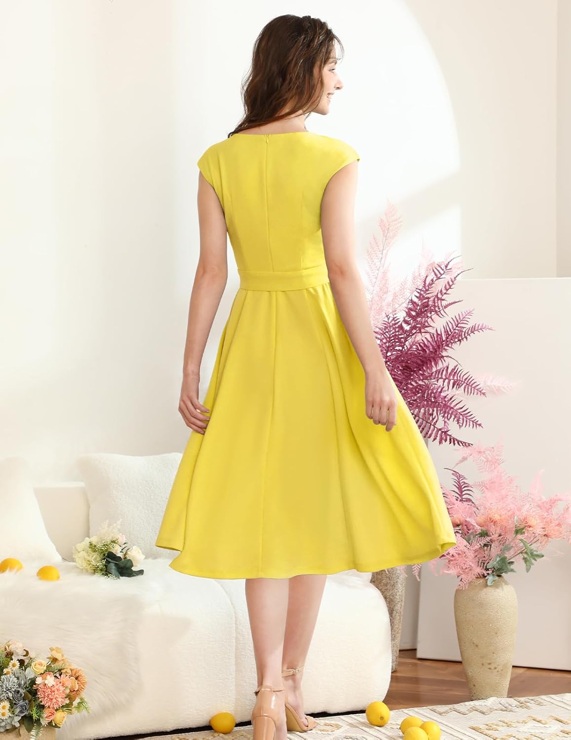 Vestidos de cóctel DRESSTELLS para mujer, vestidos de novia formales, vestidos de fiesta modestos para recepción en la iglesia en 2025-ES