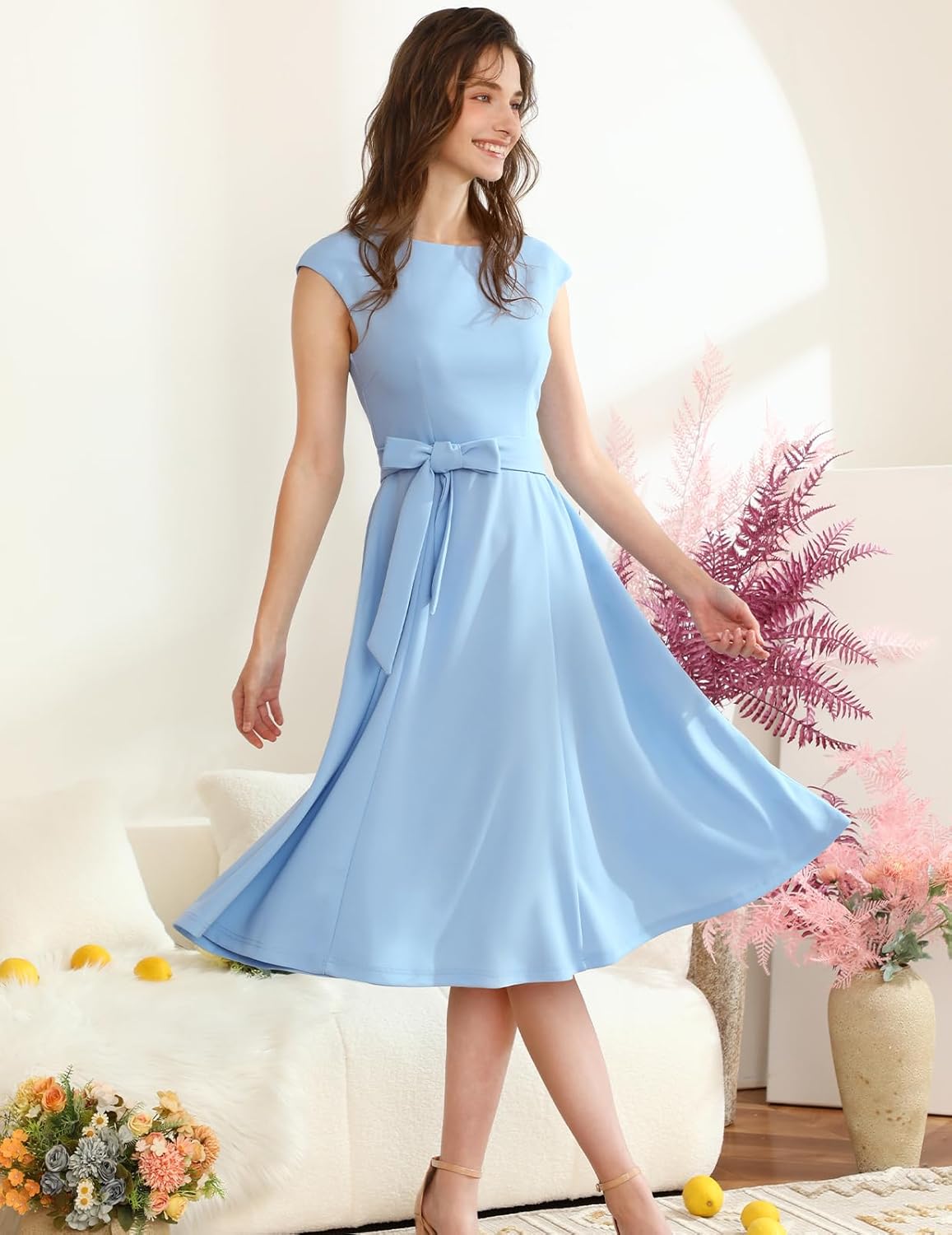 Vestidos de cóctel DRESSTELLS para mujer, vestidos de novia formales, vestidos de fiesta modestos para recepción en la iglesia en 2025-ES
