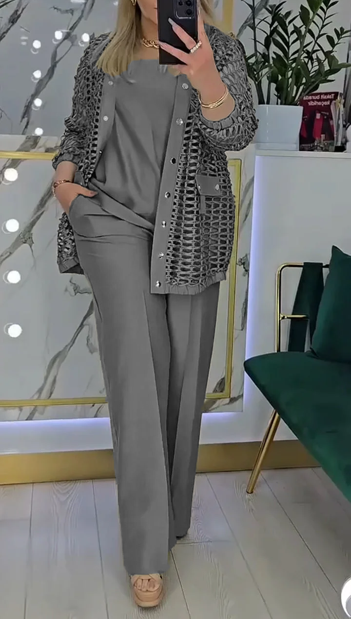 Traje de tres piezas hueco para mujer-ES
