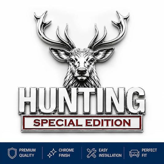 🦌 Edición especial CAZA - Emblema metálico cromado 3D para tu coche-ES