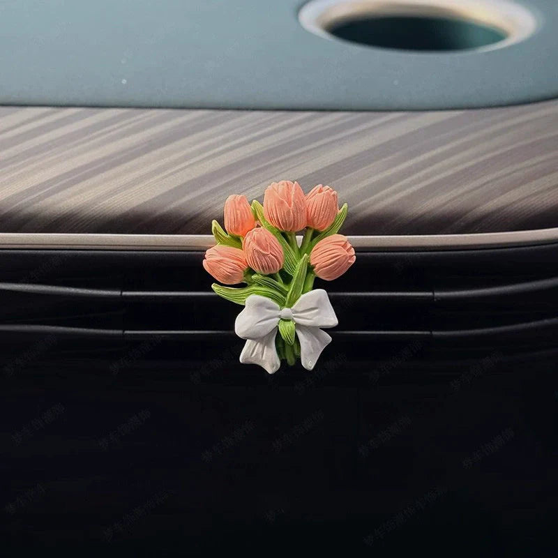 Gėlių klasterio automobilio oro ventiliacijos difuzorius su akmeniu-LT