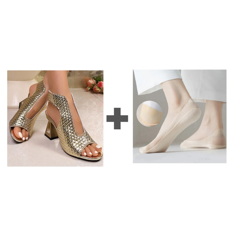 🏖️👠Elegantne sandale s otvorenim prstima i visokom petom za žene – Vitke noge, udobno hodanje 👡-HR