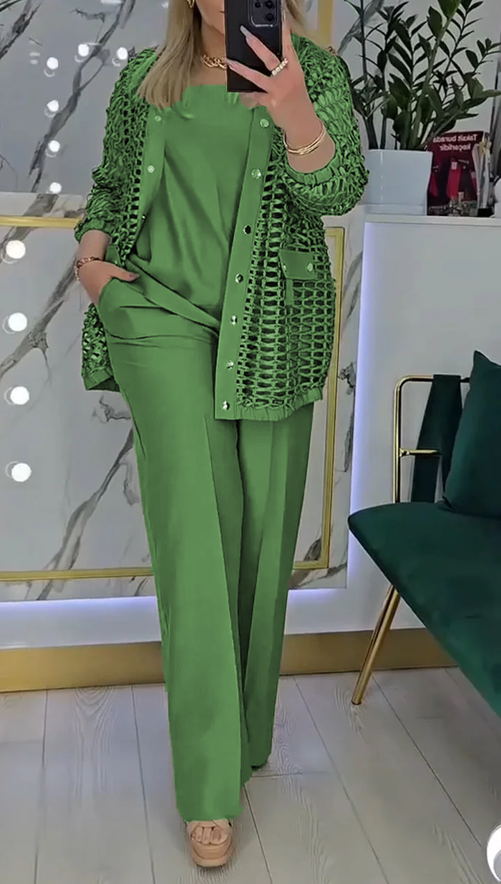 Traje de tres piezas hueco para mujer-ES