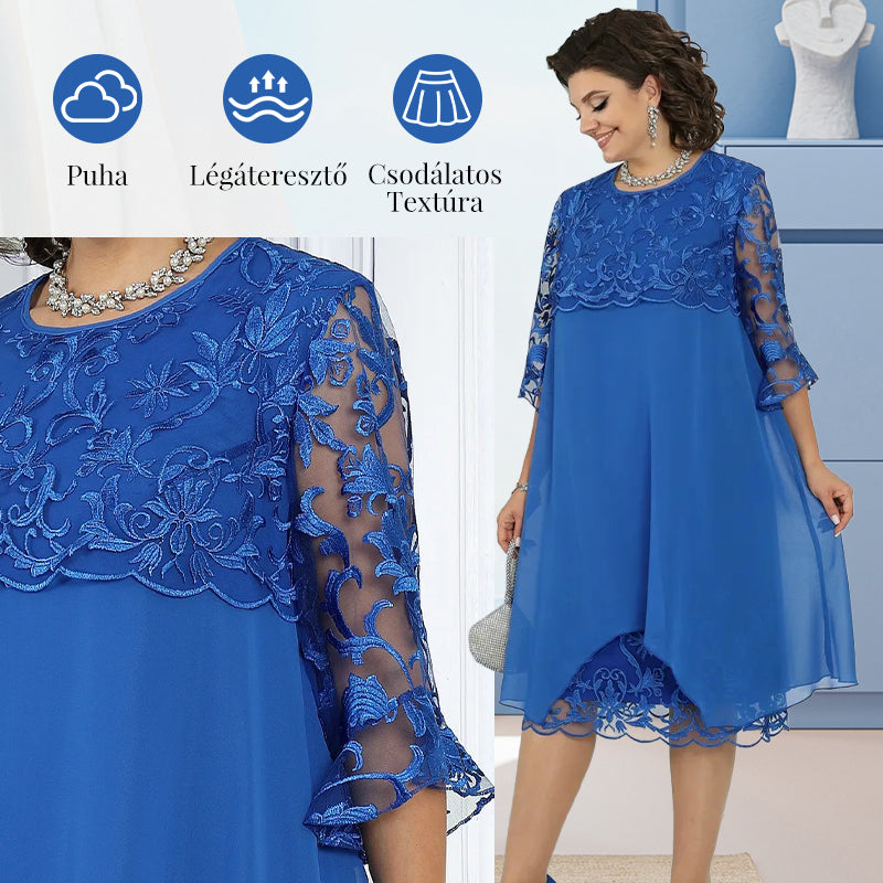 Vestido midi de encaje suelto para mujer-ES