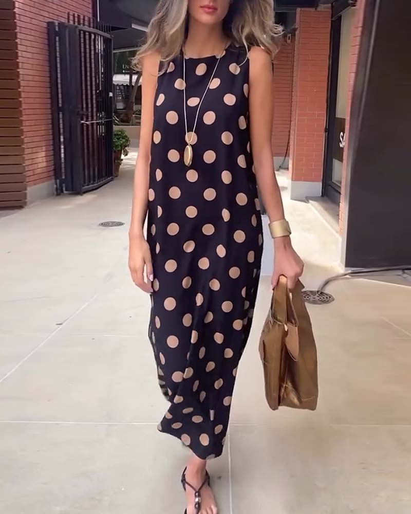 Vestido largo sin mangas con abertura-ES