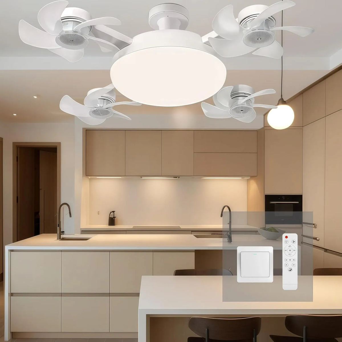 Moderna stropna ventilatorska svetilka z navojem E27 (model 2026) - tihi 2-v-1 LED ventilator z daljinskim upravljalnikom-SI