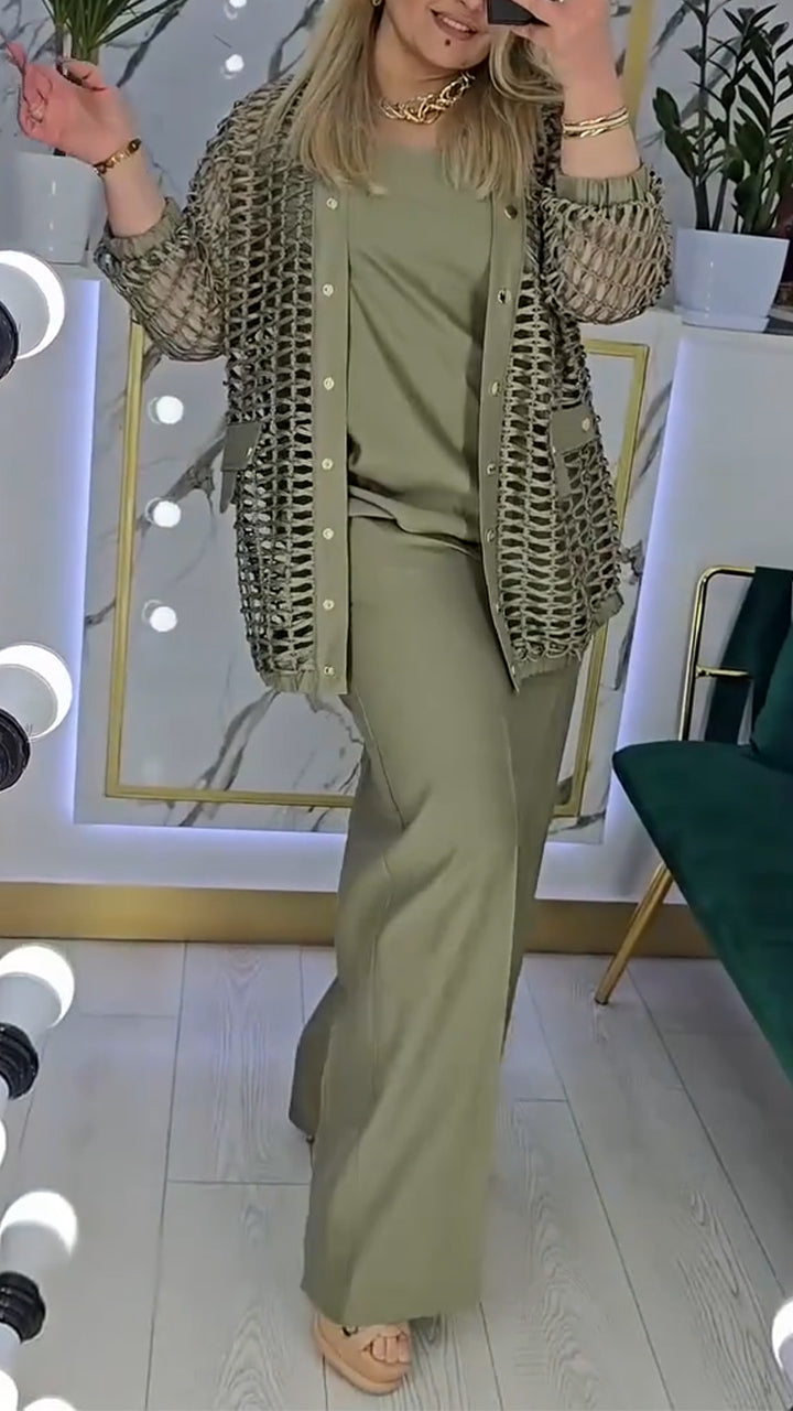 Traje de tres piezas hueco para mujer-ES
