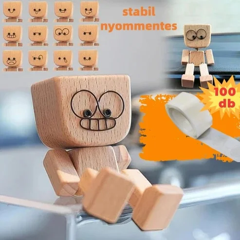 Adorable figurita de madera que se mueve con 12 expresiones faciales diferentes.-ES