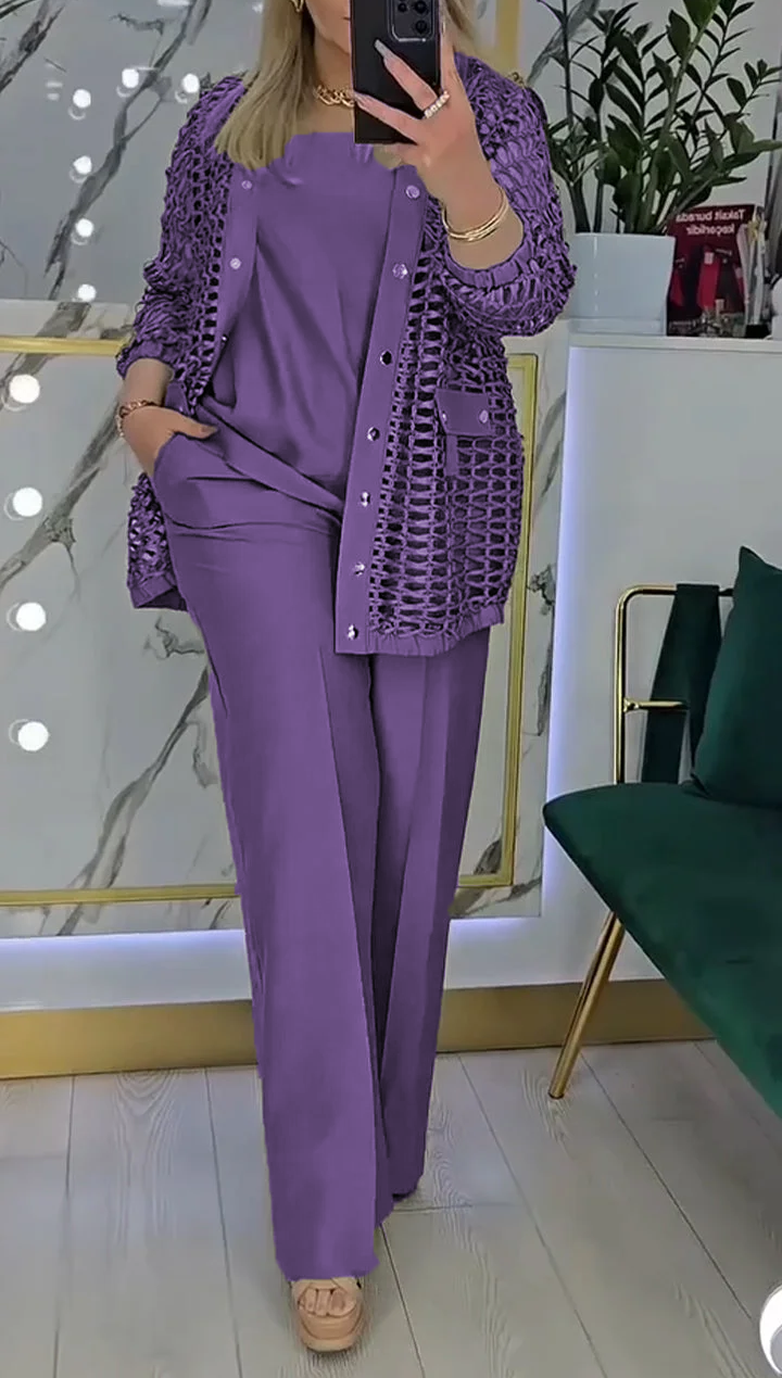 Traje de tres piezas hueco para mujer-ES