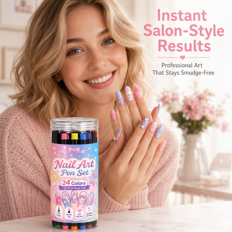 💅 VRIJEME OGRANIČENO 50% POPUSTA! 💥 Set od 24 šarene olovke za nokte s dvostrukim vrhom – kreativne, salonske kvalitete, jednostavne za napraviti sami ✨-HR