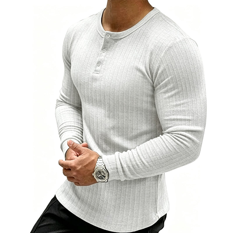 🍁Consigue tu nueva prenda básica de moda para otoño: la camisa Henley Slim Fit para hombre.-ES