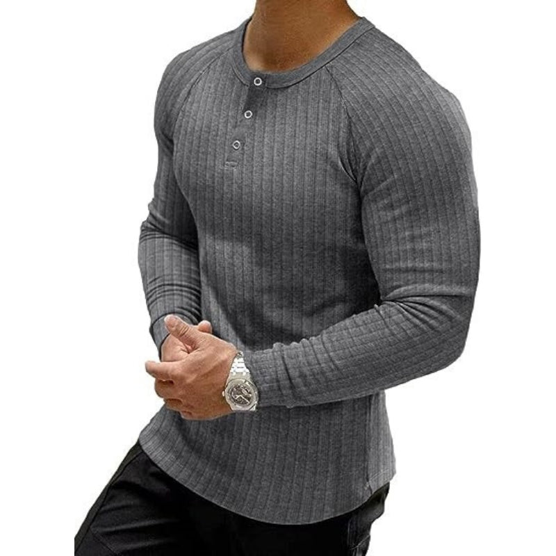 🍁Consigue tu nueva prenda básica de moda para otoño: la camisa Henley Slim Fit para hombre.-ES