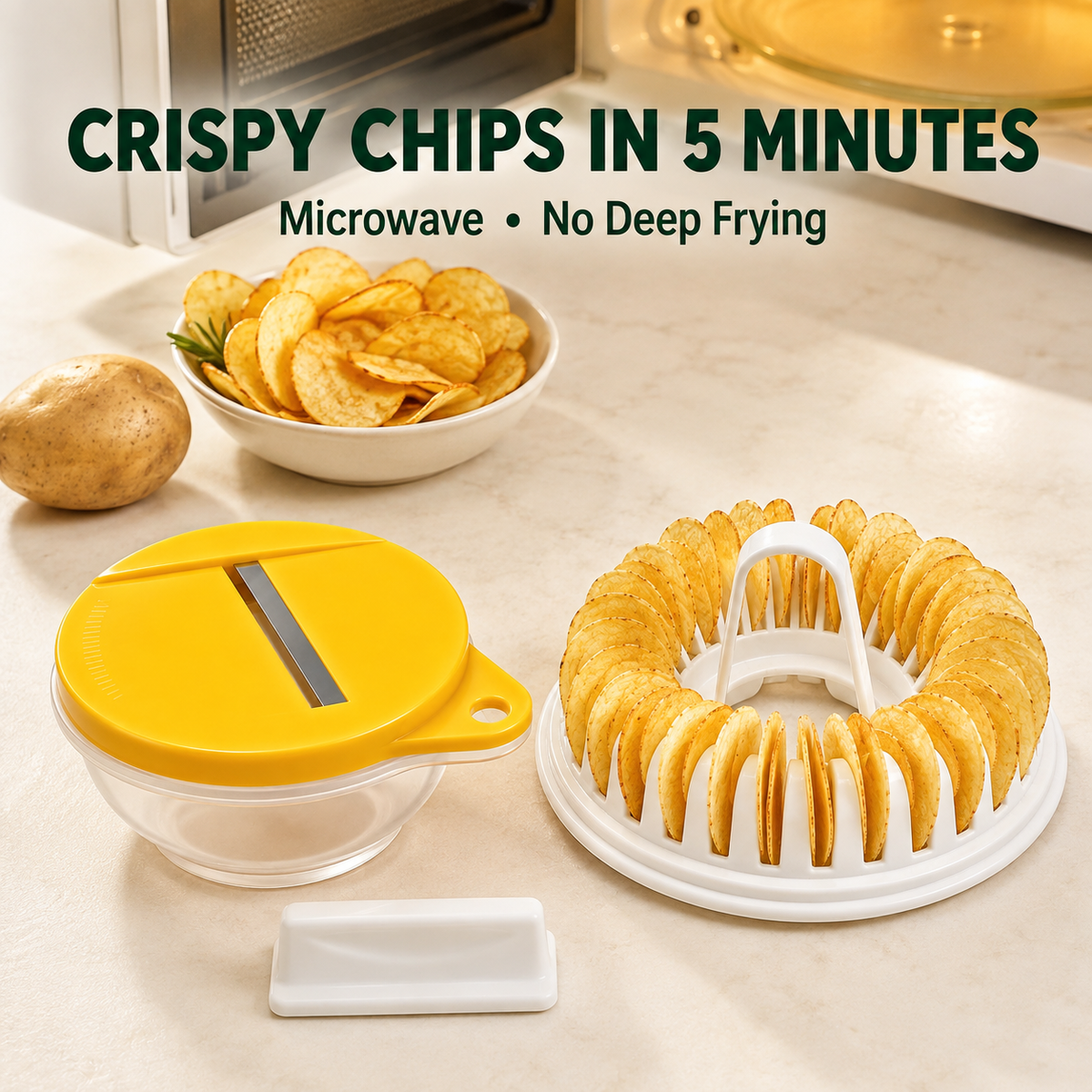 🥔🍟 Aparat za čips iz mikrovalne pećnice - bez ulja, hrskav i zdrav - savršen za domaće grickalice 🥗✨-HR