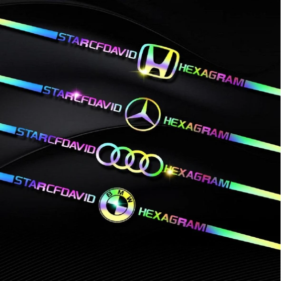 Pegatinas reflectantes láser de colores 3D para coche, 4 unidades-ES